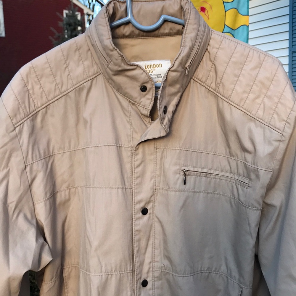 London Fog Beige Jacket with Hood, Size Men's 42 L